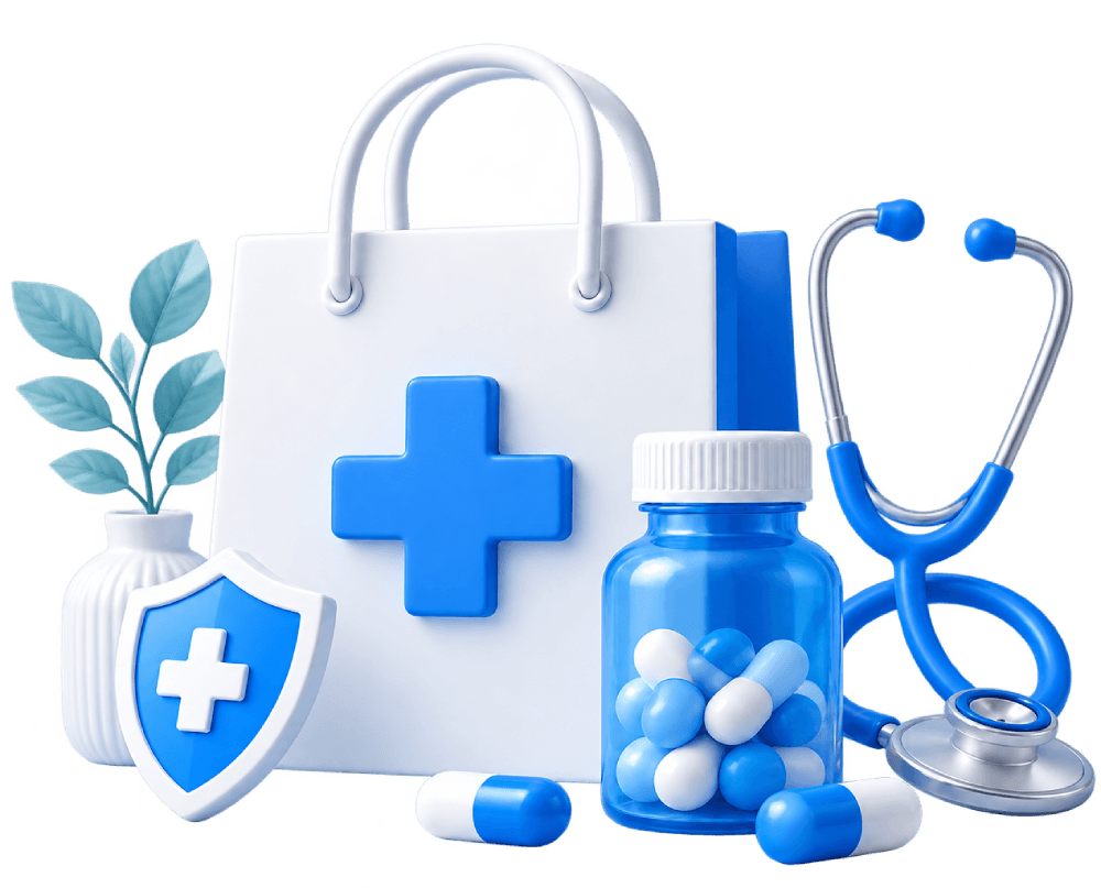 Pharmacy medication package, bottle, and capsules